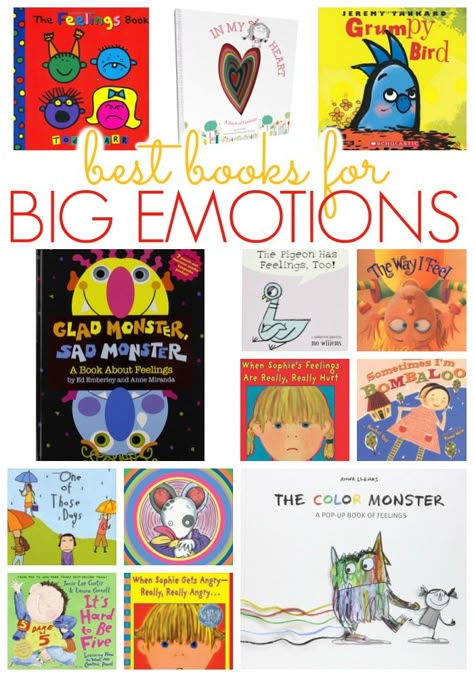 Talk about big emotions with the little ones can be difficult. Here is a roundup just for you! Each adorable book focuses on an emotion to help your child understand or express. Calm Down Books Preschool, Emotions Unit Preschool, Books About Emotions, Preschool Feelings, Books About Feelings, Haruki Murakami Quotes, Feelings Preschool, Best Reads, Books For Preschoolers