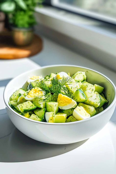 Cucumber Avocado Egg Salad Avocado Egg Salad Recipe, Cucumber Avocado, Crock Pot Desserts, Avocado Egg Salad, Hamburger Steak, Egg Salad Recipe, Ripe Avocado, Soft Cheese, Game Food