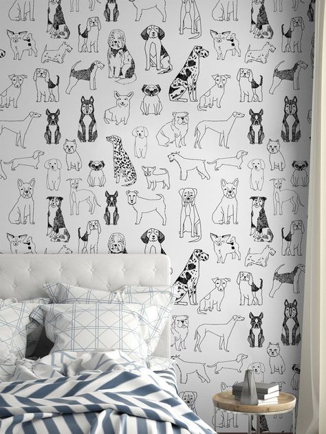 17.7 Inches*6.5/9.8 Feet Black And White Dog Animal Peel And Stick Wallpaper, Removable Wall Sticker, Cute Pet Mural,Home Decor ,Wall Art, Wall DecorI discovered amazing products on SHEIN.com, come check them out! Pet Mural, Family Wallpaper, Girls Room Wallpaper, Playroom Wallpaper, Mural Home, Laundry Room Wallpaper, Floral Wall Decals, Animal Wall Decals, Black And White Dog