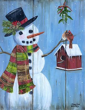 Marilyn Dunlap - Love Birds Snowman Presents, Lovebirds Art, Two Cardinals, Slate Painting, Easy Christmas Drawings, Tree Sketch, Christmas Drawing, Winter Art, Affordable Wall Art