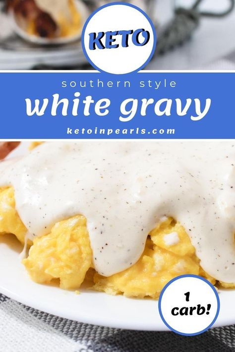 Keto White Gravy, Low Carb Gravy, Keto Gravy, Low Carb Biscuit, Country Gravy, Keto Sauces, White Gravy, Postre Keto, Low Carb Sauces