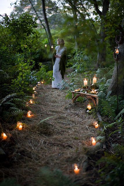 backyard wedding the venue we chose is someone's beautifully landscaped yard and this would be beautiful Forest Weddings, Romantic Backyard, Small Forest, Pagan Wedding, Enchanted Forest Wedding, Viking Wedding, Wedding Aisle, Woodland Wedding, Wedding In The Woods