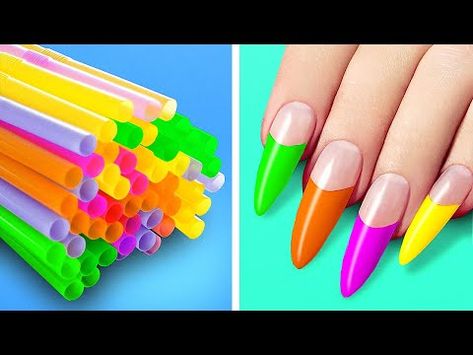 Kerajinan Diy, Straw Art, Nail Hacks, Minecraft Banner Designs, Craft Video, Iphone Art, 5 Min Crafts, 5 Minute Crafts Videos, Diy Crafts Hacks