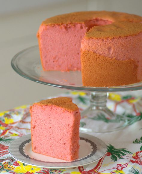 Guava Chiffon Cake Guava Chiffon Cake, Guava Desserts, Speciality Cakes, Guava Cake, Guava Recipes, Hawaiian Foods, Hawaiian Desserts, Cultural Food, Eggless Desserts