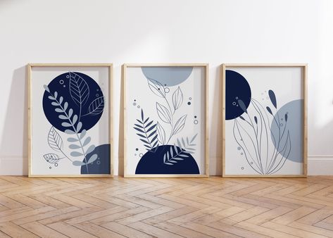 Blue Wall Decoration Ideas, Beautiful Wall Decoration Ideas, Blue And Grey Art Paintings, Wall Art Sets Bedroom, Set Of 5 Wall Art, Making Your Own Wall Art, Wall Art For Bedroom Decor Ideas, Boho Art Set Of 3, Set Of Pictures Wall Art