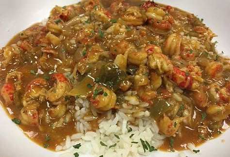 Crawfish etoufee over white rice Etoufee Recipe, Crawfish Etoufee Recipe, Crawfish Dishes, Crawfish Etoufee, Etouffee Recipe, Crawfish Recipes, Crawfish Etouffee, Cajun Dishes, Cajun Creole Recipes