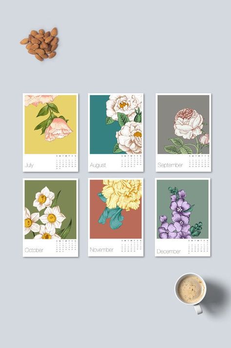 Calendar Design Layout, Calendar Design Inspiration, Graphic Design Magazine, Floral Calendar, Flower Calendar, Creative Calendar, 달력 디자인, 2017 Calendar, Calendar 2017