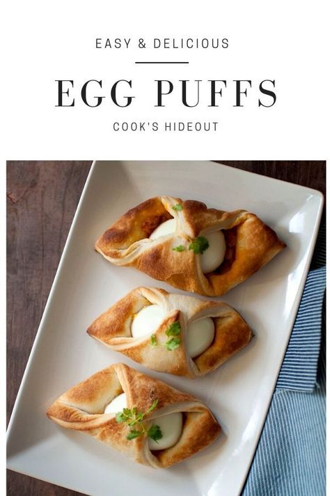 Easy to make Indian bakery style egg puff recipe are perfect tea time snack. Store bought puff pastry makes this recipe quick and very convenient to make at home. #cookshideout #eggs #snack Egg Puff Recipe Indian, Egg Puff Recipe, Mumbai Sandwich, Indian Bakery, Egg Puff, Gourmet Appetizers, Fantastic Recipes, Tea Time Food, Puff Recipe