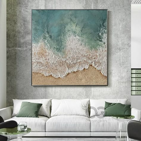 Plaster Beach Art, Coastal Textured Art, Textured Ocean Art, Acrylic Canvas Painting For Living Room, Textured Beach Painting, Beach Abstract Painting, Large Coastal Wall Art, Ocean Acrylic Painting, Beach Canvas Painting