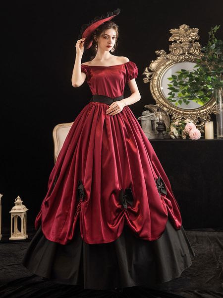 Victorian Dress Costumes Women's Red Trumpet Short Sleeves Bow Ball Gown Dress Victorian Era Clothing Marie Antoinette Costume Halloween & Costumes > Costumes > Retro Costumes > Retro Costumes For Woman Victorian Era Clothing, Marie Antoinette Costume Halloween, Victorian Dress Costume, Masquerade Party Dresses, Steampunk Mode, Marie Antoinette Costume, Gothic Victorian Dresses, Victorian Era Dresses, Era Victoria