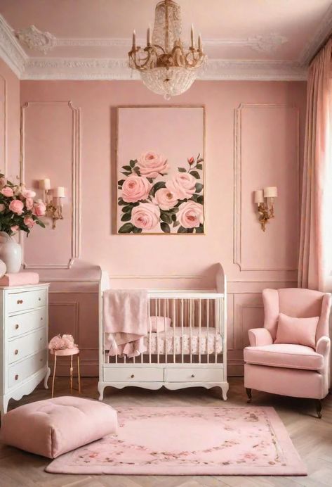 33 Enchanting Girl Nursery Ideas: Chic Decor for Her First Room 1 Antique Pink Nursery, French Country Nursery Girl, Glam Nursery Ideas, Parisian Nursery Girl, Elegant Baby Girl Nursery, Classic Girl Nursery, Vintage Pink Nursery, Butterfly Nursery Baby Girl, Chic Nursery Ideas