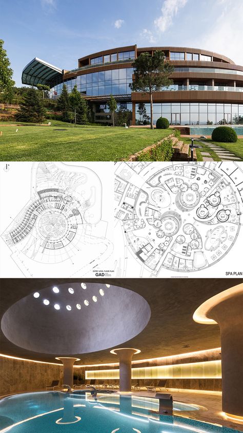 Circular Hotel Plan, Round Architecture Design, Hotels Plans Architecture, Hotel Plans Architecture, Spa Architecture Design, Spa Plan Architecture Spas, Spa Plan Architecture, Spa Design Plan, Hotel Design Architecture Concept