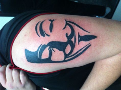 Vendetta tattoo 12-26-12 Hacker Tattoo, V For Vendetta Tattoo, Vendetta Tattoo, Quote Tattoo, Geek Tattoo, Mask Tattoo, V For Vendetta, Symbol Tattoos, White Tattoo