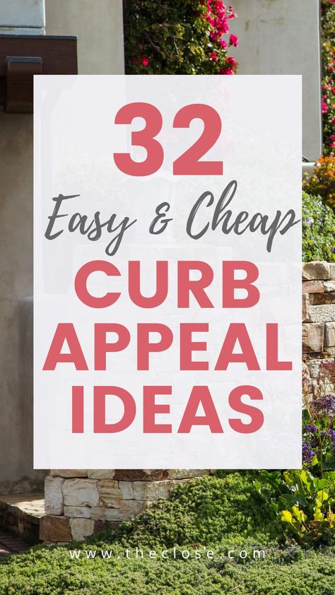 How long do you think it takes them to get a first impression of your listing? How your listing looks from the perspective of a passerby, is crucial to successful property marketing. In order to help agents from all walks of life get the most bang for their curb appeal buck, we put together this list of the best curb appeal ideas for every budget. #realestate #onabudget #easy #ideas #frontyard #exterior #DIY #entrance #cheap #entryway #makeover #lowmaintenance #theclose Exterior Entryway Ideas Curb Appeal, Inexpensive Curb Appeal, Curb Appeal Low Maintenance, Simple Curb Appeal Ideas, Exterior Upgrades Curb Appeal, Small Home Curb Appeal Ideas, Street Appeal Ideas, Cheap Ways To Increase Curb Appeal, How To Add Curb Appeal On A Budget