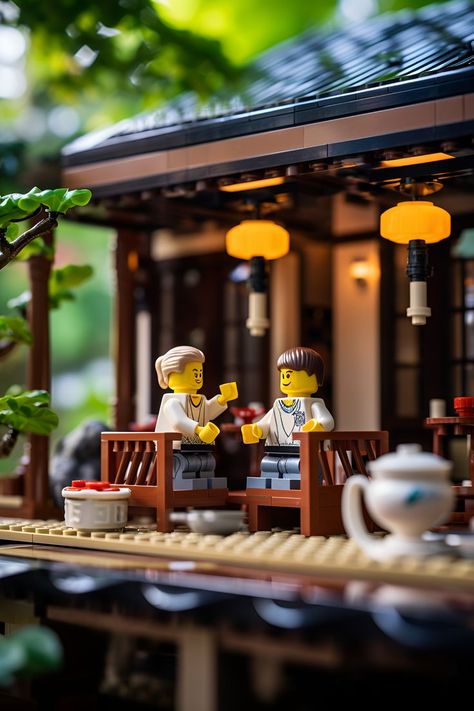 Lego Japanese, Lego Scenes, House By The Lake, Lego House Ideas, Photo Class, Jdm Wallpaper, Toy Photography, Lego Creative, Japanese Toys