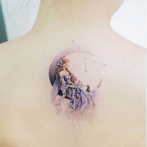 Fairy Wing Tattoos, Pixie Tattoo, Crescent Moon Tattoo, Fairy Tattoo Designs, Moon Fairy, Meaningful Tattoos For Women, Moon Tattoo Designs, Fairy Tattoo, Thigh Tattoos Women