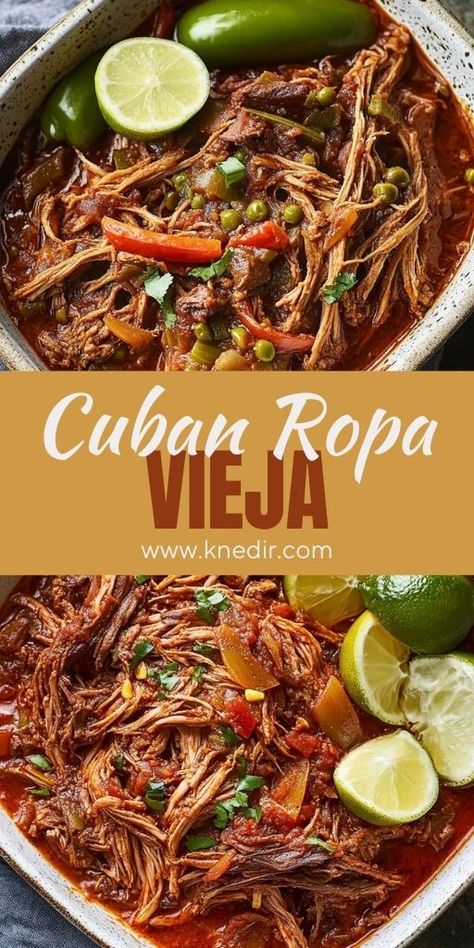 🥘 Bring the vibrant flavors of Cuban cuisine to your kitchen with this Authentic Ropa Vieja recipe! Made with tender, shredded beef simmered in a rich tomato-based sauce with peppers and spices, it's the ultimate comfort food. Perfect for family dinners or meal prep, serve it with rice, plantains, or beans for a true Cuban feast. 🌴✨ #CubanRecipes #RopaVieja #ShreddedBeef #ComfortFood #EasyDinnerIdeas #FlavorfulMeals #FoodLovers ❤️ Tops Vieja Recipe, Cuban Meat Recipes, Cuban Ground Beef Recipes, Cuban Beef Recipes, Dinner Recipes Spanish, Ropa Vieja Recipe Stove Top, Cuban Food Recipes Authentic, Ropa Vieja Recipe Pressure Cooker, Cuban Dishes Authentic