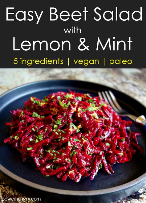 Easy Beet Salad with Lemon & Mint {5 ingredients, vegan, paleo} Beet Noodles Recipes, Raw Beet Salad, Beets Recipes, Salad Recipes Gluten Free, Dairy Free Salads, Beetroot Recipes, Clean Eating Vegan, Beet Salad Recipes, Salad With Lemon