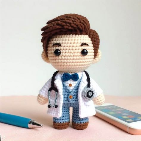 Crochet Doctor, Doctor Doll, Disney Crochet Patterns, Body Structure, Crochet Cat Pattern, Crochet Dolls Free Patterns, Pola Amigurumi, Flower Crochet, Crochet For Boys