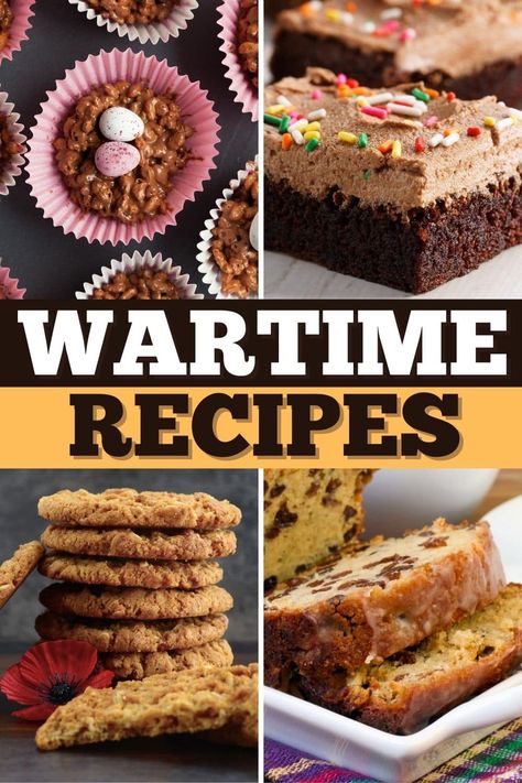 These wartime recipes were staples for families during trying times. From borscht to Spam fritters to wacky cake, visit a bygone era with these basic dishes. Unusual Recipes Fun, Wartime Ration Recipes, Doomsday Ration Recipe, Wartime Recipes Wwii, Wartime Ration Cookies, Easy Baking Recipes Videos, Old Fashion Recipes, Spam Fritters, 1940s Recipes