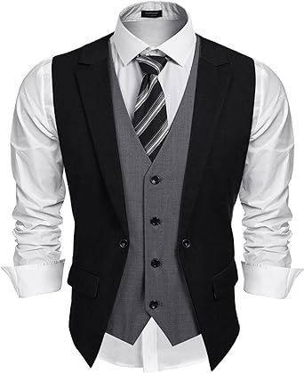 COOFANDY Men's Formal Fashion Vest Layered Waistcoat Business Dress Suit Vests for Wedding Layered Suit, Mens Formal Fashion, Tuxedo Outfit, Dress Suit Vest, Business Suit Vest, Mens Dress Vests, Mens Formal Vest, Wedding Waistcoats, Fashion Vest