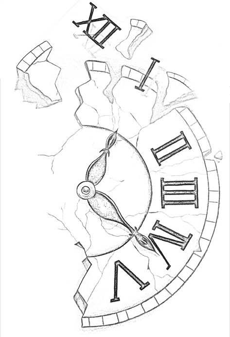 Broken Clock Design, Gcse Fragments, Broken Clock, Compass Clock, Roman Clock, Clock Stencils, Blossom Tree Tattoo, Gladiator Tattoo, Clock Drawings