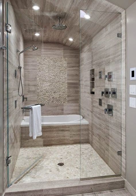 100+ Walk in shower ideas that will make you wet! - Architecture Beast Interior Design Contemporary, Master Shower, Master Bath Remodel, Bathroom Tub, Bathroom Remodel Shower, Trendy Bathroom, Tub Shower Combo, Bathroom Layout, Bath Room