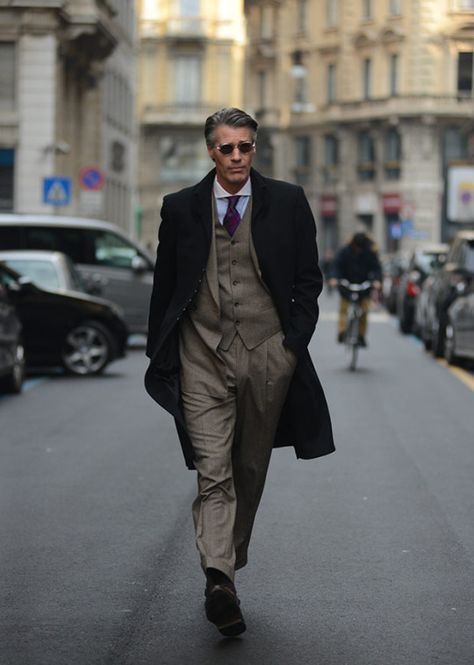 A New Era of Overcoats | Parisian GentlemanLikely the biggest comeback since the 1940s and 1950s Godfather Outfit, Middle Age Men Fashion, Hipster Hairstyles, Mens Fashion Casual Shoes, Man Outfit, Big Men Fashion, Mens Fashion Casual Winter, Gq Style, Hipster Mens Fashion