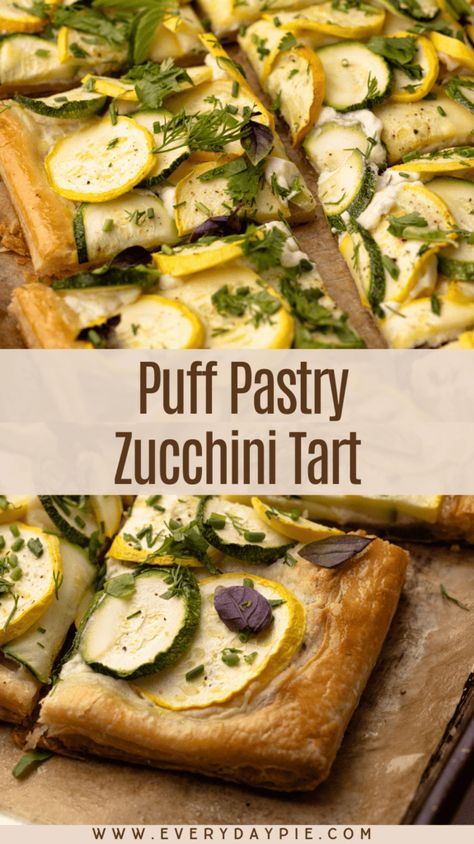 Puff Pastry Zucchini, Tart Recipes Savory, Zucchini Tart, Sliced Zucchini, Rough Puff Pastry, Puff Pastry Crust, Easy Puff, Onion Tart, Puff Pastry Tart