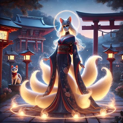 🌸✨ Step into the enchanting world of the Kitsune! This mystical nine-tailed fox, a symbol of magic and transformation, is now captured in stunning digital art. Bring the allure of Japanese folklore into your home with this high-resolution print, perfect for art lovers and fans of fantasy. 🦊💫 Explore my Etsy store for more magical creations! 🖼️ #DigitalArt #JapaneseMythology Hashtags: #KitsuneArt #NineTails #DigitalArt #FantasyArt #JapaneseFolklore #MysticalCreatures #WallArt #ArtPrints #Etsy... Seven Tailed Fox Art, Nine Tailed Fox Goddess, Nine Tailed Fox Japanese Art, Nine Tailed Fox Mythical Creatures, 9 Tailed Fox Art Girl, Nine Tailed Fox, Japanese Mythology, Japanese Folklore, Female Character