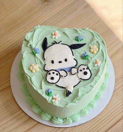 cake by @kitchenprincess21 on insta Pochacco Birthday Decorations, Snorlax Birthday Cake, Cute Birthday Cakes For Teens, Pochacco Birthday, Pocchaco Birthday Cake, Clay Cake Ideas, Pompompurin Cake Design, Pochacco Cake, Sanrio Bento Cake