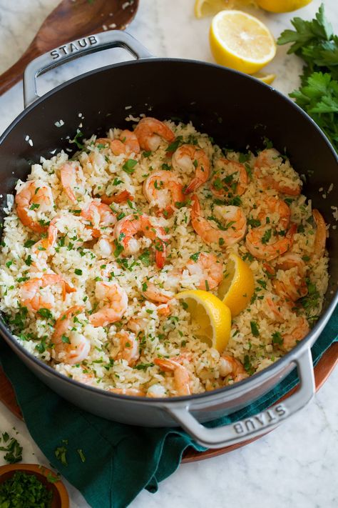 Shrimp and Rice Recipe {One Pot} - Cooking Classy Shrimp With Jasmine Rice, One Pot Shrimp And Rice, Spinal Exercises, Shrimp With Rice, Lenten Meals, Old Bay Shrimp, Buttery Shrimp, Shrimp And Rice Recipes, Healthy Rice Recipes