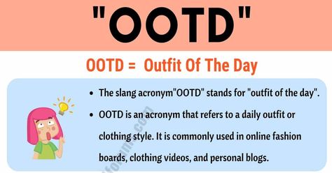 Ootd Meaning, Slang Language, Gym Ootd, Ootd Poses, Timeless Outfits, Slang Words, Social Sites, Chin Up, Popular Quotes