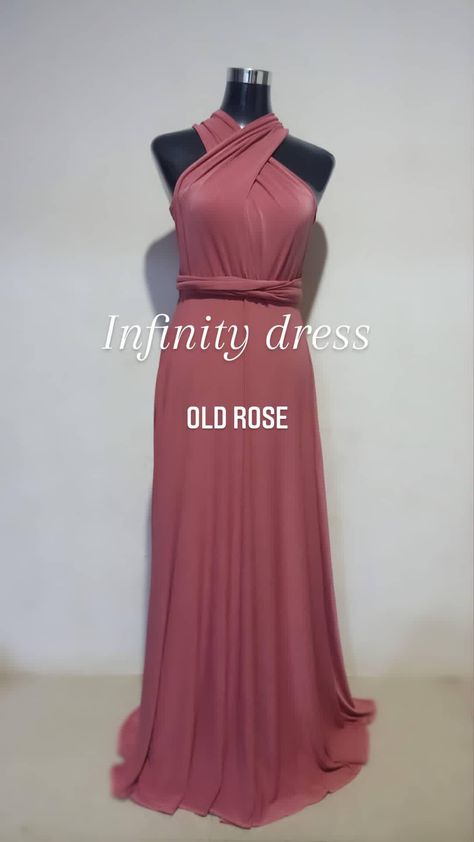 Bridesmaid Infinity dress in old rose color Spandex textile Floor length #bridesmaid #dress #wedding #oldrose #infinitydress #party #events #fashion Old Rose Color Dress, Old Rose Bridesmaid Dress, Old Rose Dress, Infinity Dress Ways To Wear, Bridesmaid Infinity Dress, Old Rose Color, Rose Colored Dress, Infinity Dress Bridesmaid, Rose Bridesmaid Dresses