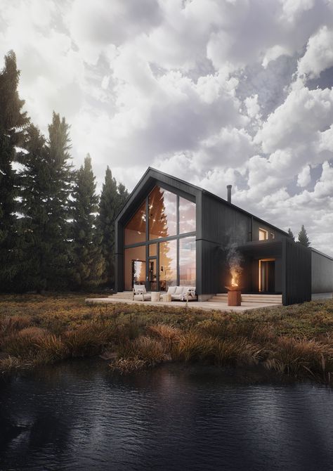 Nordic House, Chalet Design, Lapland Finland, Casa Country, Modern Barn House, Modern Barn, Architecture Visualization, Luxury Property, Barn House