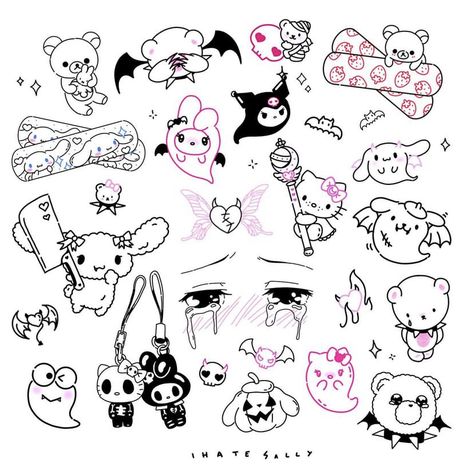 Kawaii Tattoos, Cat Sketches, Kitten Tattoo, Cute Simple Tattoos, Hello Kitty Tattoos, Mini Cat, Kawaii Tattoo, Flash Tattoo Designs, Cute Little Tattoos