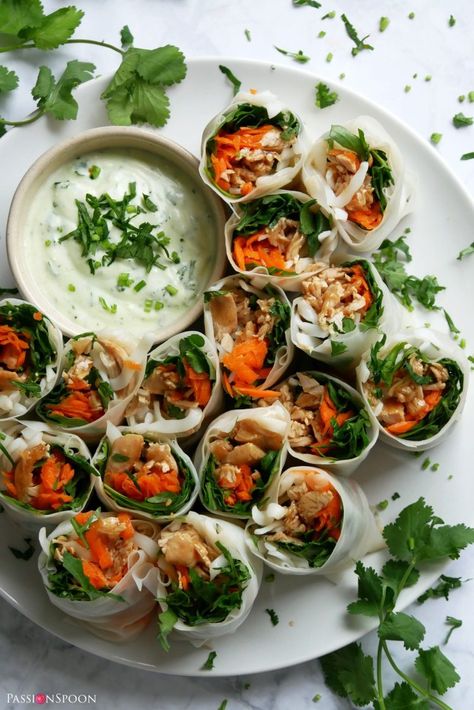 Teriyaki Chicken Rice Paper Rolls, Chicken Summer Rolls, Chicken Rice Paper Rolls, Rice Paper Recipes, Teriyaki Rice, Fun Meals, Teriyaki Chicken And Rice, Rice Wraps, Rice Rolls