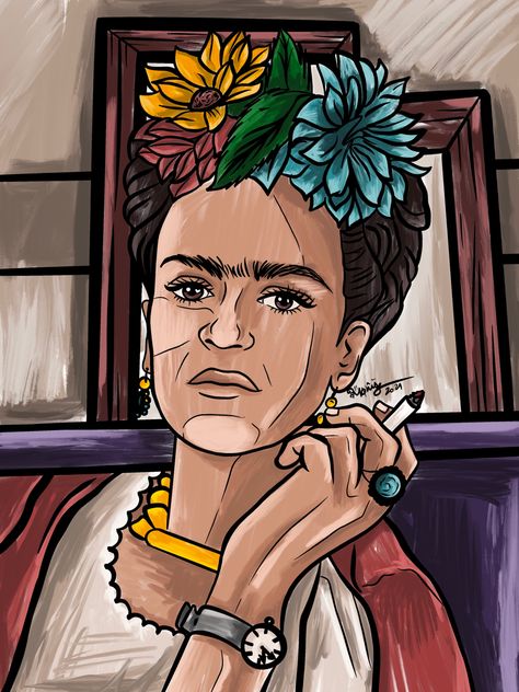 Frida Kahlo Paintings, Kahlo Paintings, Frida Art, Frida Kahlo Art, Cartoon Painting, Viva La Vida, Gorgeous Dresses, Digital Painting, Flower Painting