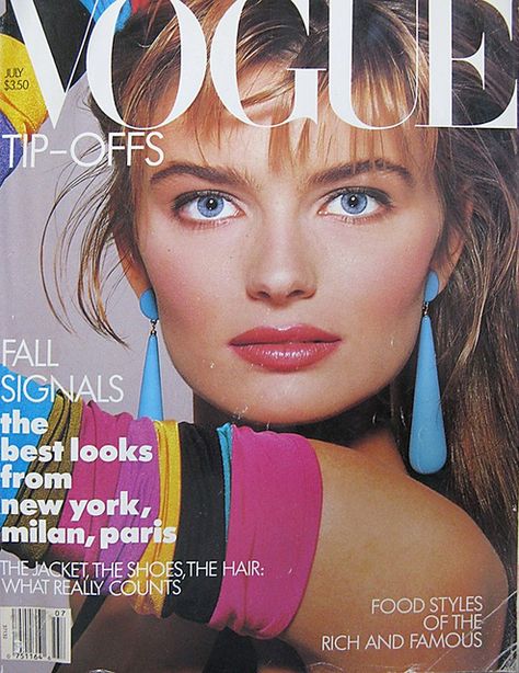 Vogue - July 1987 Paulina Poriskova: she and Cindy Crawford were the original "Super Models" Paulina Porizkova, 80s Makeup, 80s Jewelry, Vogue Magazine Covers, 80’s Fashion, Vogue Archive, 80s And 90s Fashion, Vogue Us, Richard Avedon