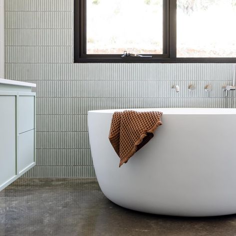 Finally getting a chance to share this beautiful mckeone_ bathroom at their Coyles project. Soft greens of our Zen Green Kitkat match beautifully to the custom cabinetry and paired with burnished concrete, giving this space an contemporary edge 🔥🔥🔥 We’re delighted to work with our clients and designers helping them to bring their visions to life. Head to our website to see our range in the comfort of your own home, then visit our friendly team in store to help you bring your tile selection... Burnished Concrete, Zen Green, Tile Selection, Custom Cabinetry, Zen, Tile, In Store, Range, Bring It On