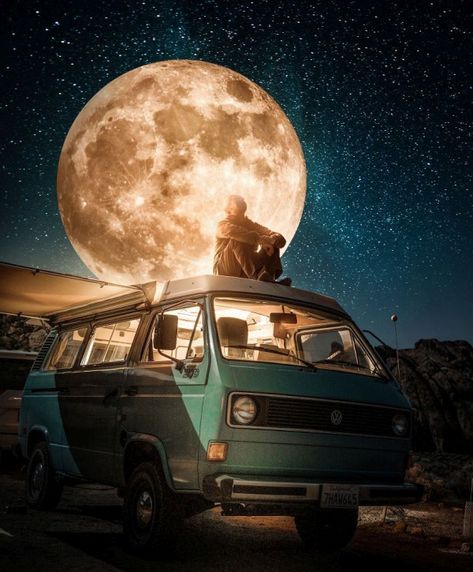 The Cosmic Mind Is A Collective Experience - The Pleiadians Vw T3 Syncro, T3 Bus, Art Spatial, Fantasy Wall Art, Wallpaper Earth, How To Use Photoshop, Volkswagen Transporter, Moon Photography, Wall Stickers Home