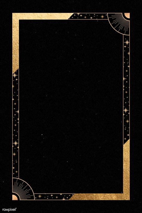 Mystical golden frame on black background vector | premium image by rawpixel.com / manotang Magical Background, Video Dark, Gold Png, Mod Hair, Free Vector Backgrounds, Golden Border, Golden Design, Black Background Wallpaper, Golden Frame