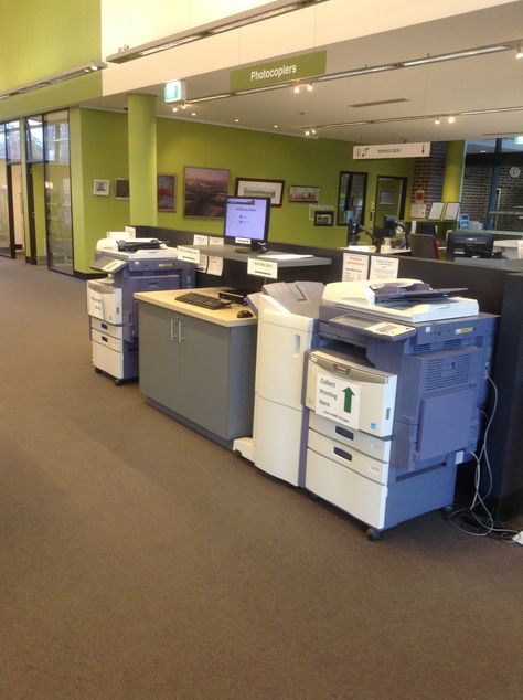 Narellan Library Photocopy and Printer Station, Camden Council Library Service. Copier Room Office, Office Mail Room, Office Printer Station, Printer Station, Mail Room, Creative Studio Space, Digital Printing Services, Office Job, Staff Room