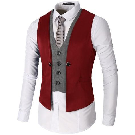 AYG Mens Slim Fit Vests Plain Casual Waistcoat Business Suit Jacket... ❤ liked on Polyvore featuring men's fashion, men's clothing, men's outerwear, men's vests, mens vest outerwear, mens slim fit waistcoat, mens waistcoats and mens slimming vest Plaid Suit Men, Business Suit Vest, Men's Vests, Mens Waistcoat, Slim Vest, Mens Suit Vest, Dress Vest, Vest Waistcoat, Plaid Suit