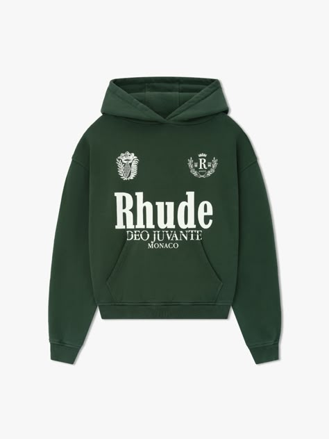 RHUDE DEO JUVANTE HOODIE – R H U D E Sweat Shorts Women, Hoodie Design Ideas, Heavyweight Hoodie, Streetwear Hoodie, Fall 24, Shirt Design Inspiration, H U, Vintage Hoodies, Embroidered Hoodie