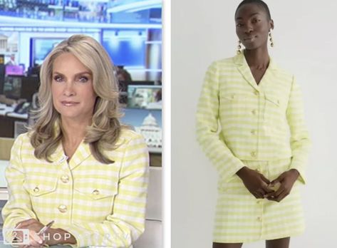 America's Newsroom: June 2024 Dana Perino's Yellow and White Check Jacket Check more at https://www.shopyourtv.com/americas-newsroom-june-2024-dana-perinos-yellow-and-white-check-jacket/ Dana Perino, Check Jacket, Checked Jacket, June 2024, Tweed Jacket, Green And White, Gingham, Tv, Yellow