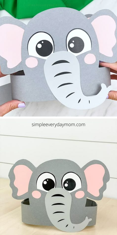 Elephant Headband Craft, Elephant Headband, Elephant Template, Animal Themes, Elephant Crafts, Headband Crafts, Pantry Organisation, Halloween Crafts For Toddlers, Animal Crafts For Kids