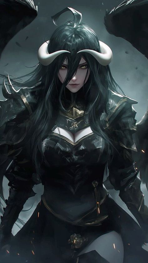 Sucubus Character Art, Albedo Overlord Pfp, Succubus Character Design, Demon Girl Art, Albedo Wallpaper, Albedo Art, Imp Art, Anime People Drawings, Succubus Art