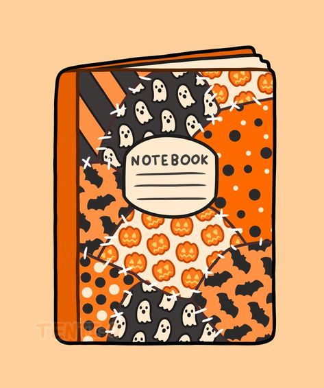 #halloween #october #patchwork #notebook #pumpkins #ghosts #bats #orange #black #stitches #cute #kawaii #digitalart #digitalartist #art #sticker Notebook Cover Design Ideas, Halloween Patchwork, Iphone Decor, Ipad Icons, Presentation Ideas For School, Halloween Planner, Notebook Cover Design, Halloween Lovers, Decorate Notebook