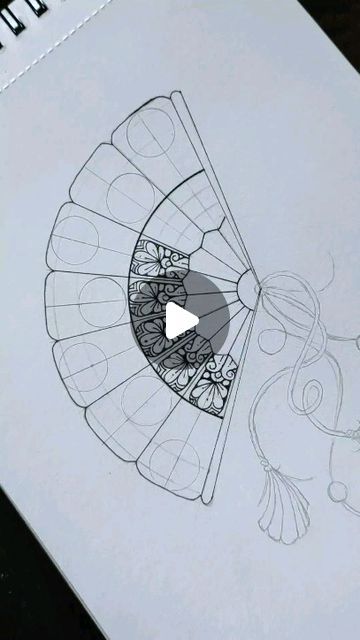 How To Draw A Fan, Hand Fan Drawing, Japanese Fan Drawing, Japanese Hand Fan, Fan Drawing, Japanese Fan, Drawing Tips, Mandala Art, Hand Fan